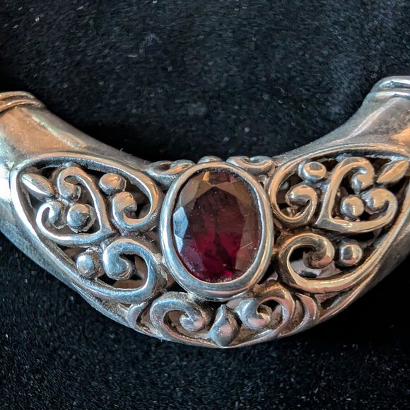 Sterling Silver Red Garnet Celtic Slide Pendant Necklace 17.5" - Picture 5 of 6